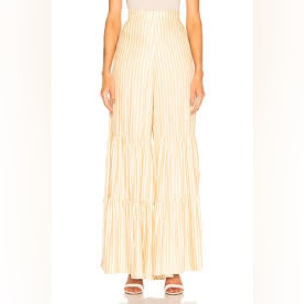 Adriana Degrease Striped Cream Wide Leg Pants